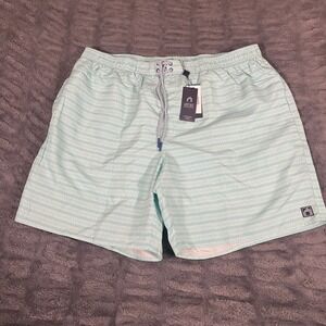 Cabana Life Mens Naples Swim Trunks XL Mint Green Striped UPF 50+ M-217-NP23 NEW